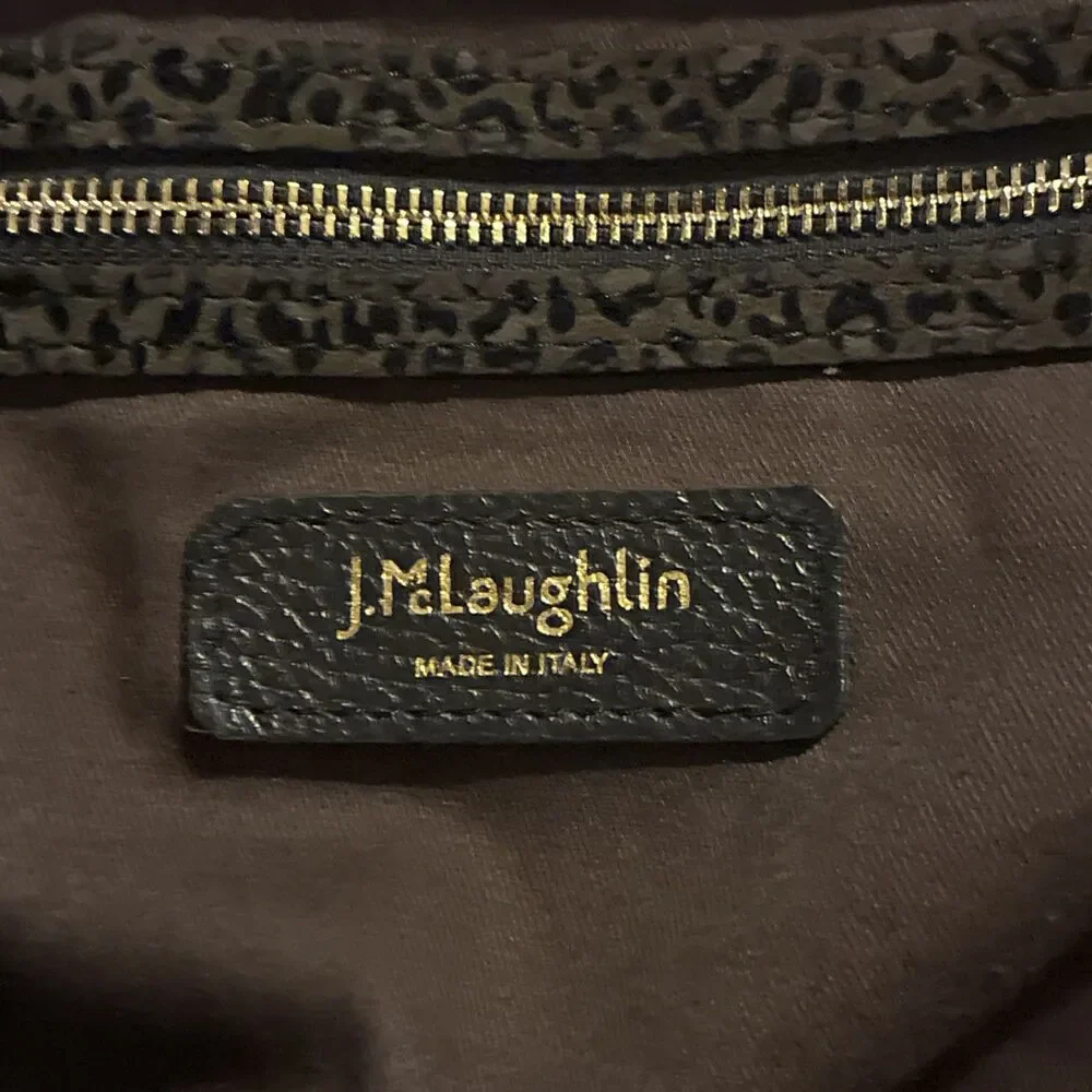 J. McLaughlin Women’s Leopard Print Tote Purse Italian Made Shoulder Bag
